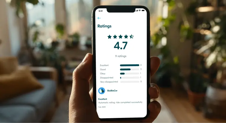 BlaBlaCar app with automatic ratings to ensure reliable rides