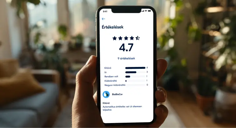 BlaBlaCar app automatikus értékelésekkel a megbízhatóbb utakért